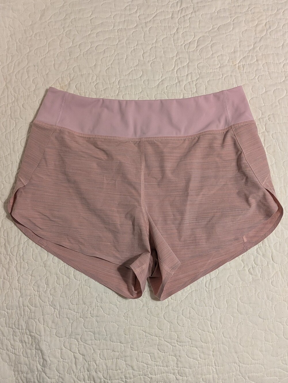 Athleta Mid Rise Run With It Athletic Running Shorts In Heather Mauve Pink